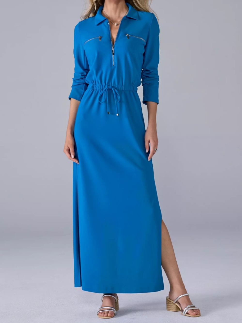 NWT Boston Proper Beyond Travel Ruched Sleeve Maxi Dress